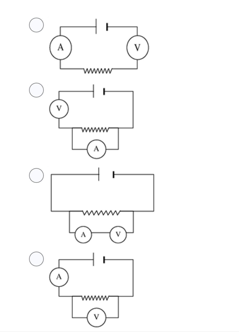 Which of the following circuits can be used to measure the resistance of the heating-example-1