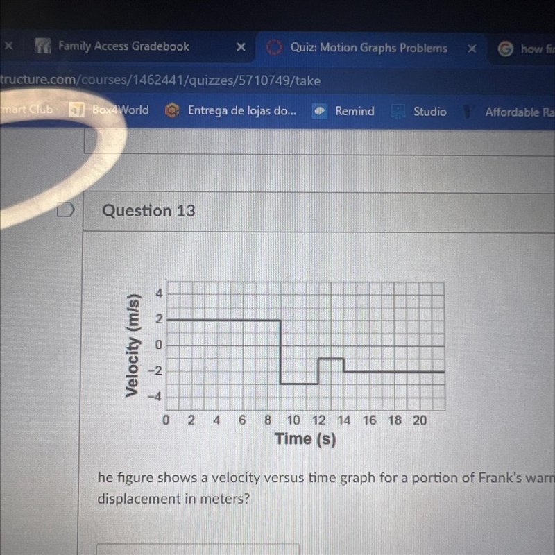 he figure shows a velocity versus time graph for a portion of Frank's warm-up run-example-1