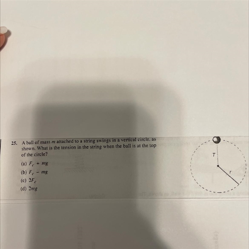 A ball of mass m attached to a string swings in a vertical circle, as shown. What-example-1