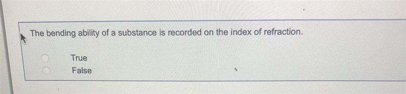 The bending ability of a substance is recorded on the index of retraction-example-1