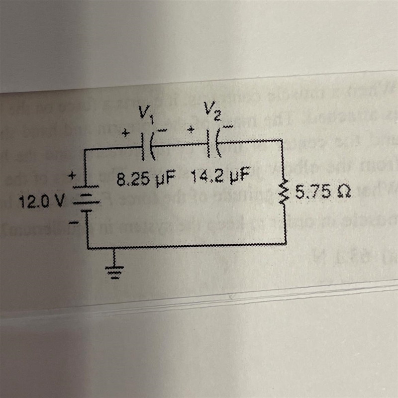 In the circuit shown the current is zero. What is the value of V1?(a) 7.59 V(b) 6.38 V-example-1