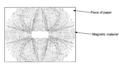 The diagram shows the result when a student placed a magnet under a piece of paper-example-1