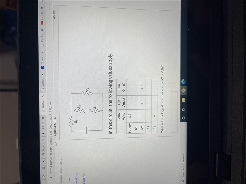 In this circuit, the following values apply: What is the voltage drop across resistor-example-1