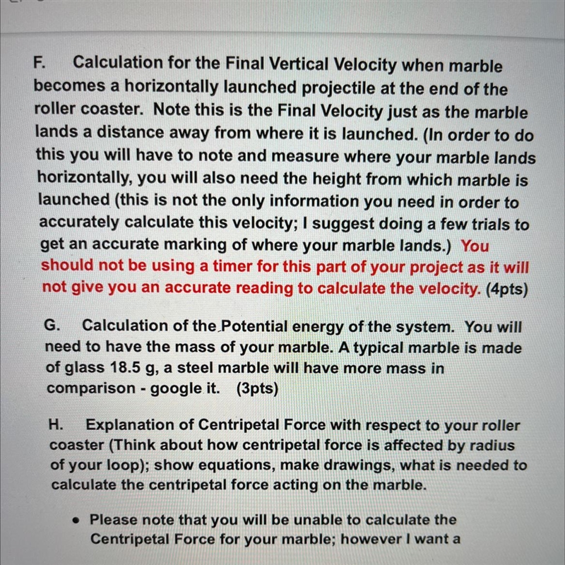 Calculation for the Final Vertical Velocity when marble becomes a horizontally launched-example-1