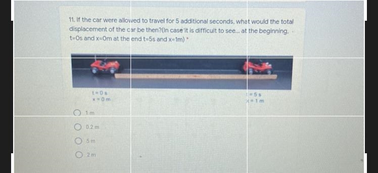 11. If the car were allowed to travel for 5 additional seconds, what would the totaldisplacement-example-1