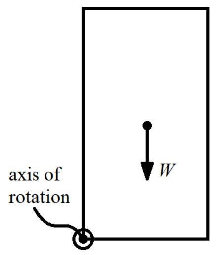 A uniform door weighs 70.0 N and is 1.20 m wide and 2.60 m high. What is the magnitude-example-1