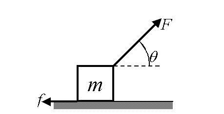 g=9.8m/s2A block of mass m = 18 kg accelerates across a rough table when a force F-example-1