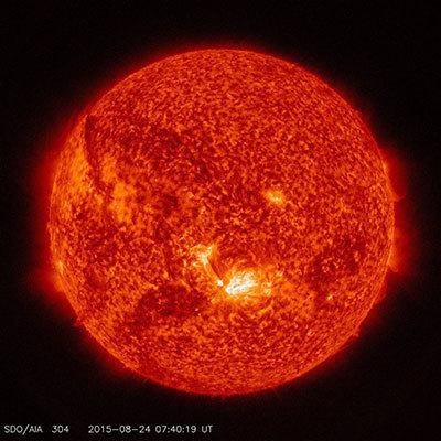 Which bright solar feature is shown in the picture above?Solar flareProminenceSunspotConvection-example-1