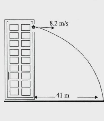 A ball is thrown with an initial horizontal velocity of 8.2 m/s from the window of-example-1