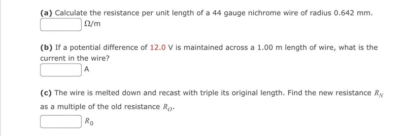 Please help me solve The resistivity of nichrome is 1.5 x 10^(-6) ohm meter.-example-1