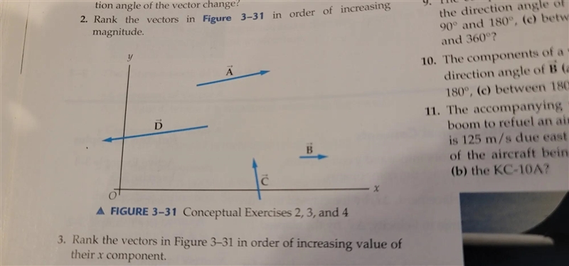 rank the vectors in the figure below in (a) order of increasing magnitude and (b) order-example-1