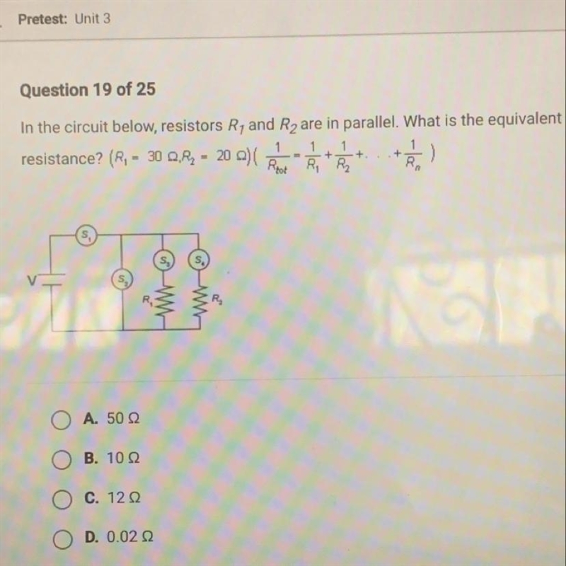 In the circuit below, resistors Ry and R2 are in parallel. What is the equivalent-example-1