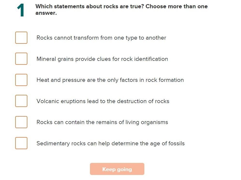 What statements about rocks are true? Choose more than one answer.-example-1