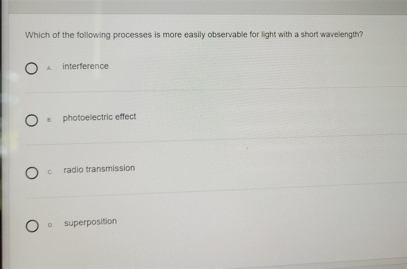 Which of the following processes is more easily observable for light with a short-example-1