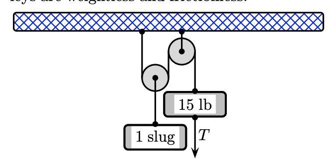 The system is in equilibrium, and the pulleys are weightless and frictionless. Find-example-1