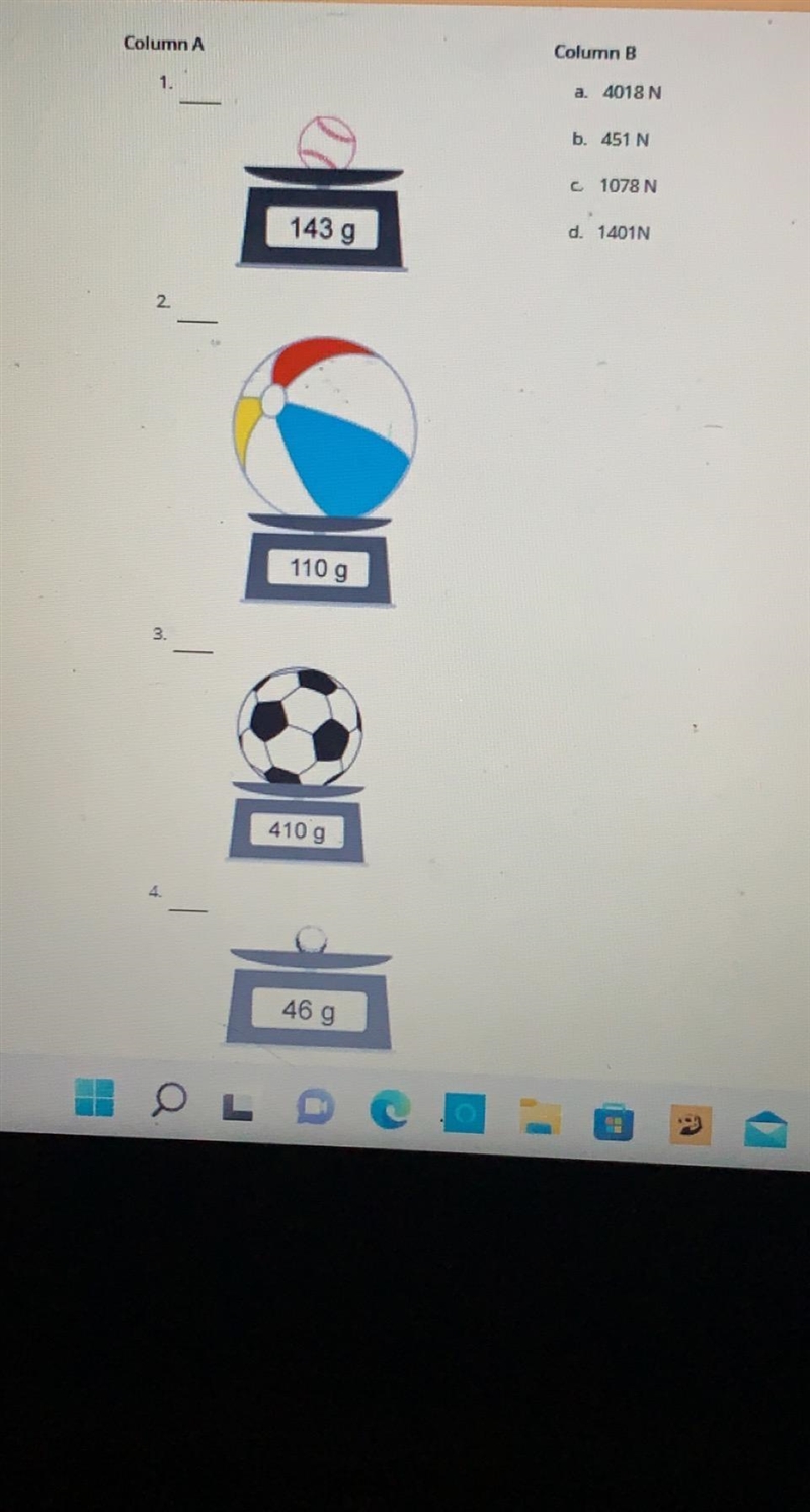 Four different balls with different masses (measured in grams) were dropped from the-example-1