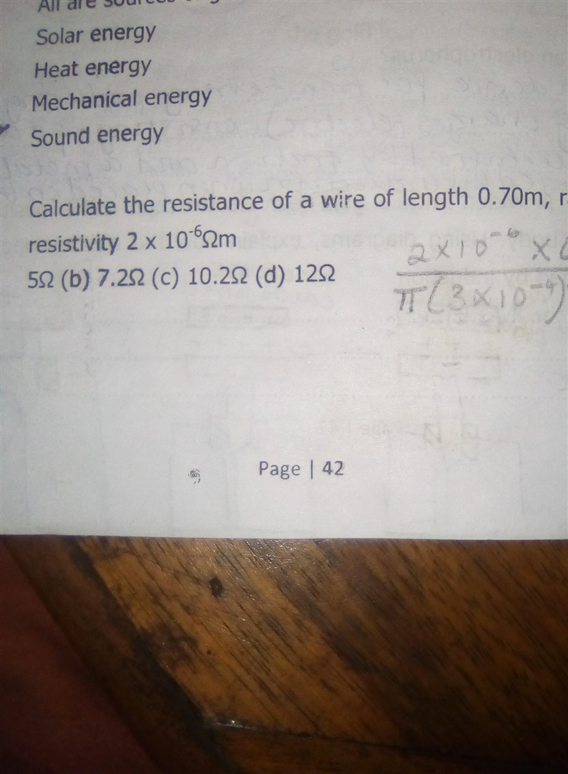 How can I calculate the resistance of a wire 0.70m, radius 3mm and resistivity 2 ×10-6nm-example-1