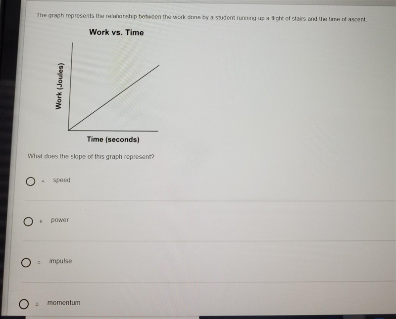 The graph represents the relationship between the work done by a student running up-example-1