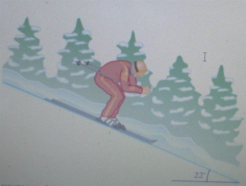 32) Predict/Calculate A 65-kg skier speeds down a trail, as shown in FIGURE 5-36. The-example-1