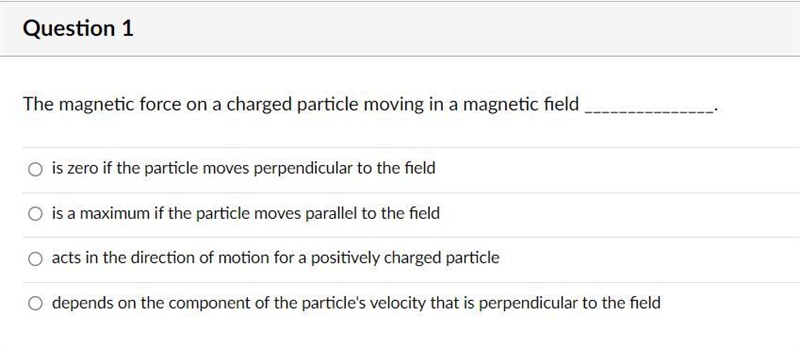 The magnetic force on a charged particle moving in a magnetic field _______________.Group-example-1