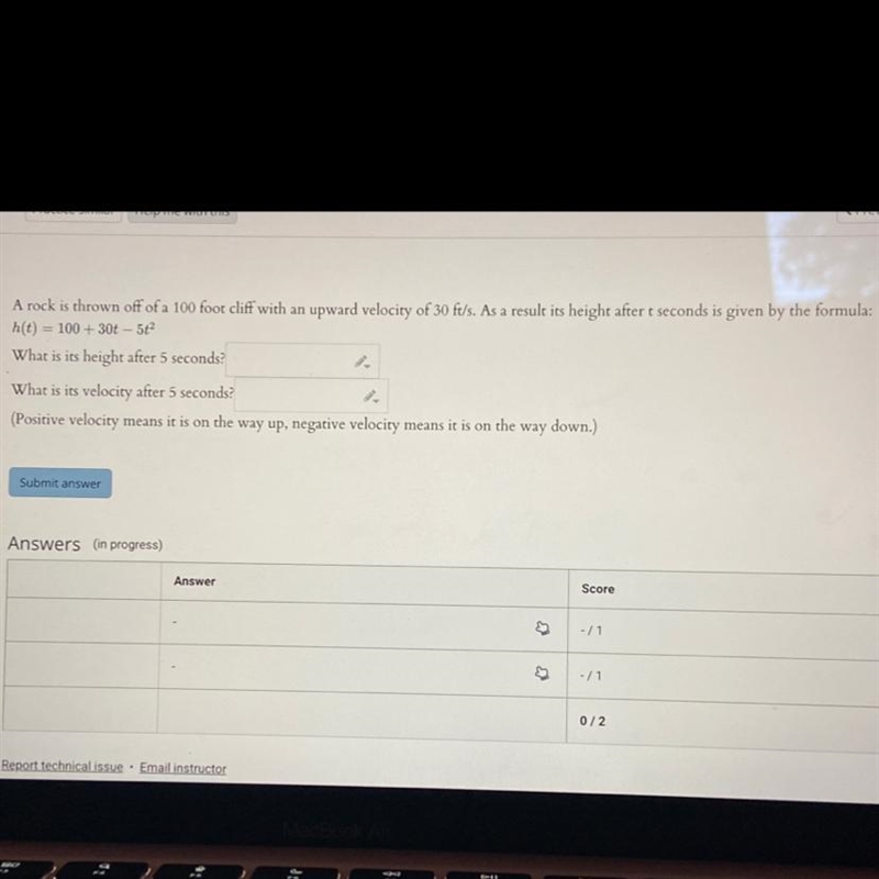 What is it high after five seconds? what is is velocity after five seconds?-example-1