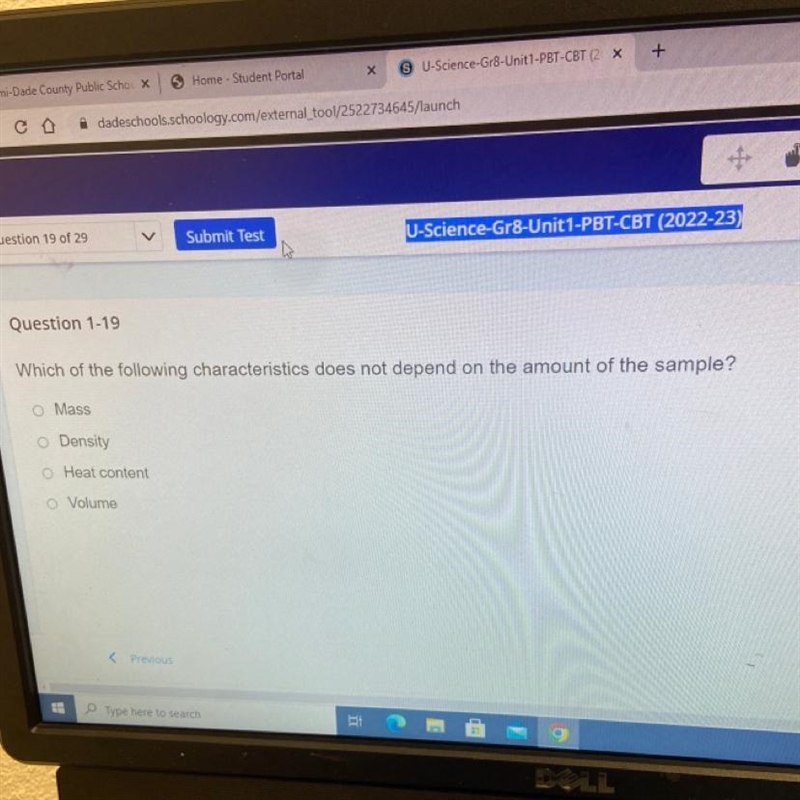 Which of the following characteristics does not depend on the amount a sample-example-1