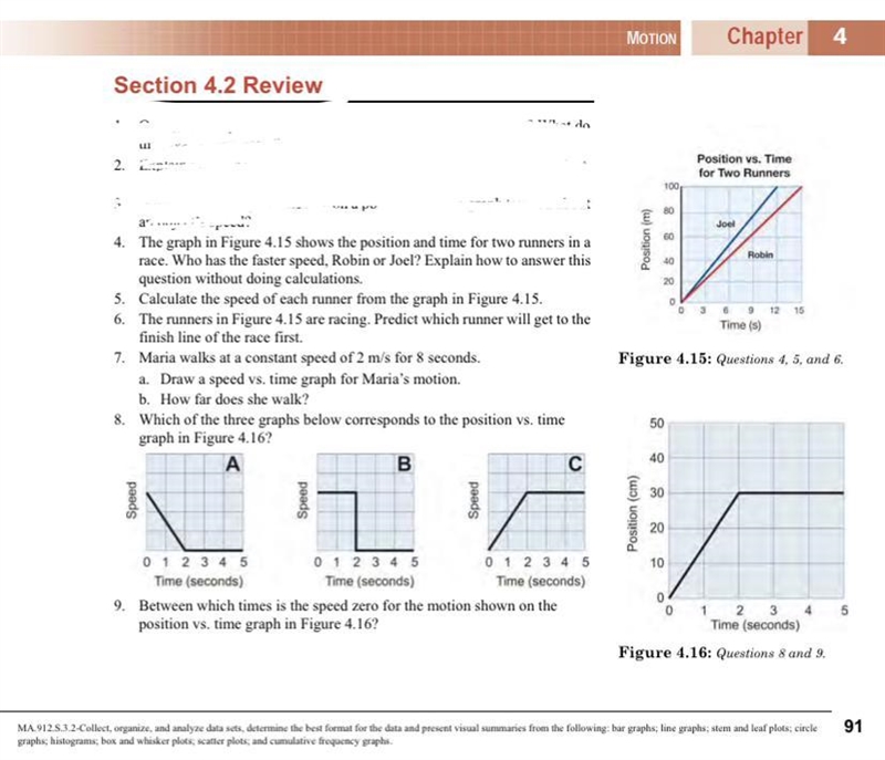 Solve 5 please Calculate the speed of each runner from the graph in Figure 4.15. Model-example-1