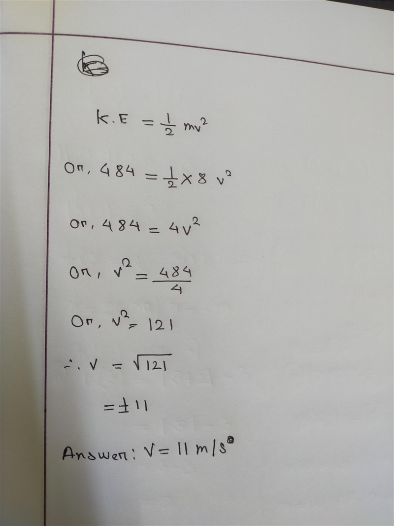 What is the velocity of ab 8 kg lead shoot-out if it has 484 j-example-1