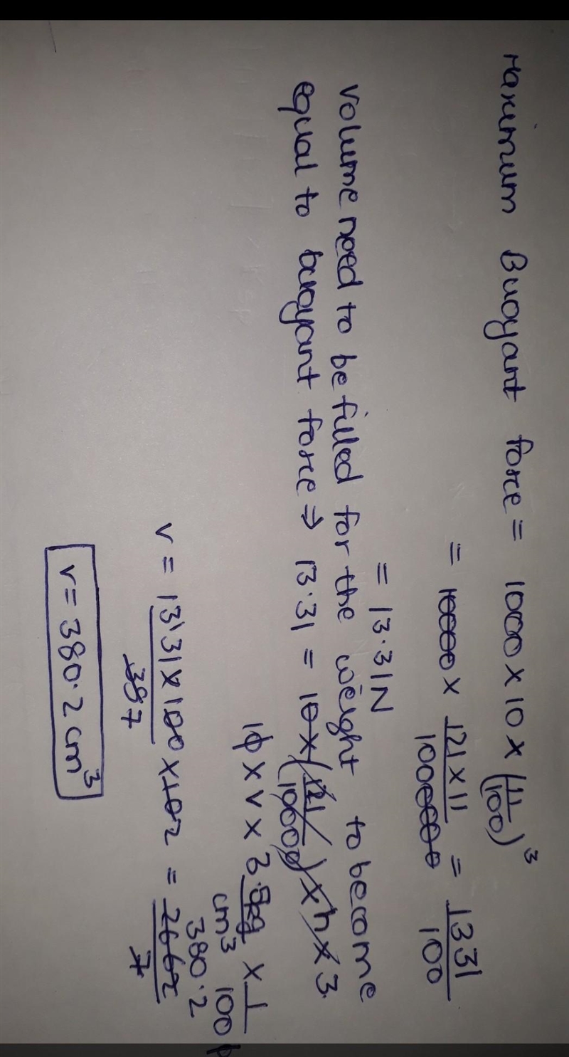 9. An empty, massless cubo is monsured to have all sides equal to 11 cm. It is Ponting-example-1