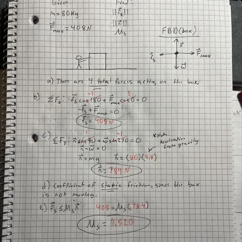 A student is trying to calculate the coefficent of friction between a box and a surface-example-1