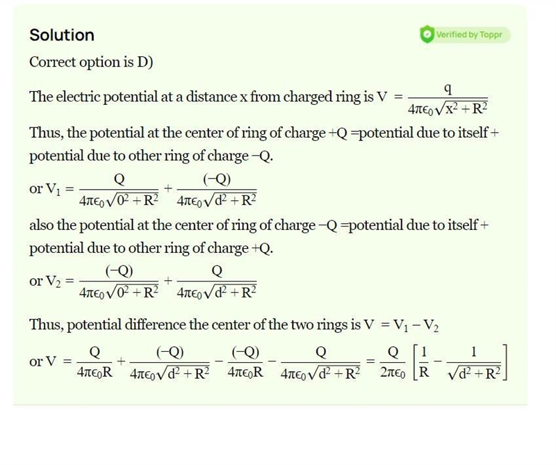 Two thin wires rings each having a radius R are placed at a distance d apart with-example-1