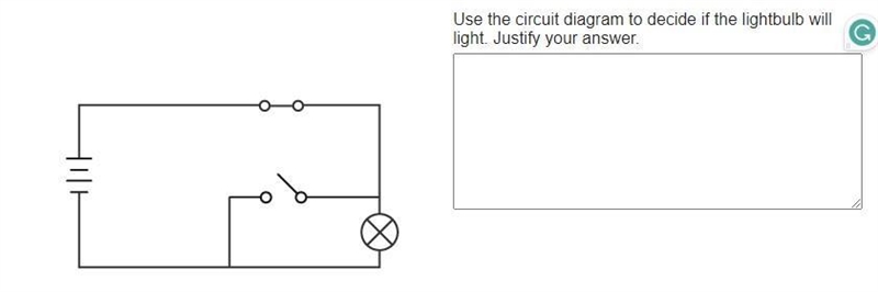 Use the circuit diagram to decide if the lightbulb will light. Justify your answer-example-1