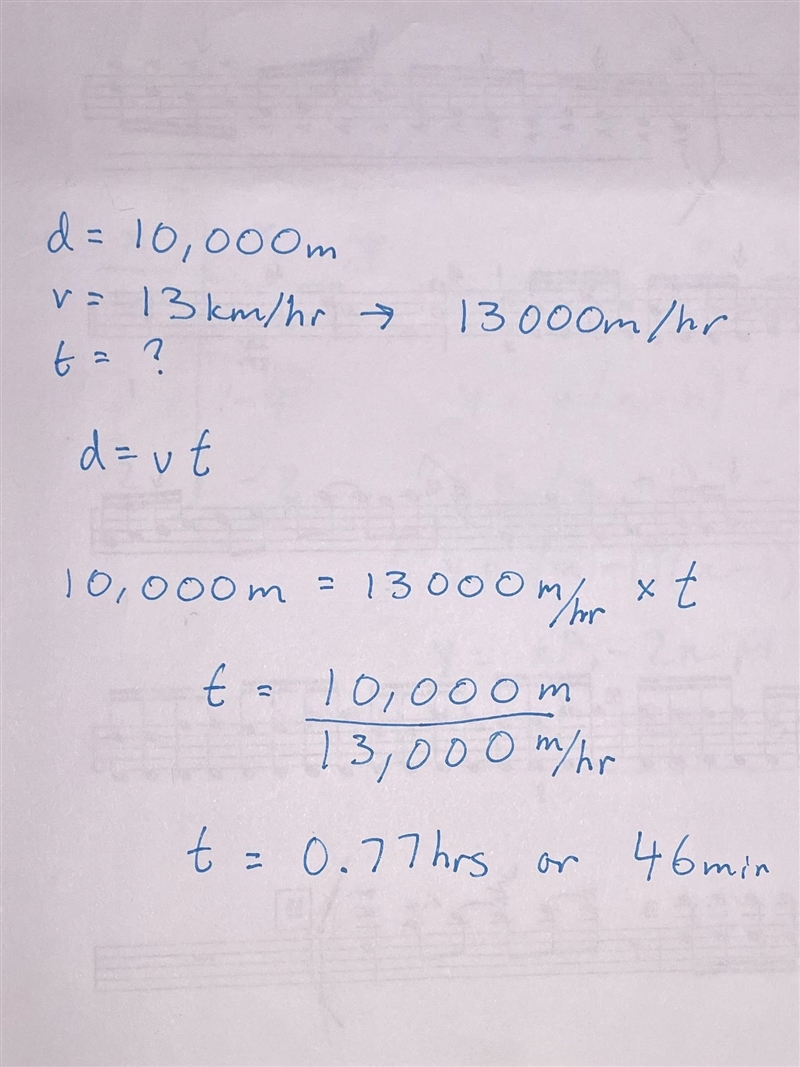 URGENT!! A runner completes a 10k race (10 km) at an average speed of 13. km/hr. How-example-1