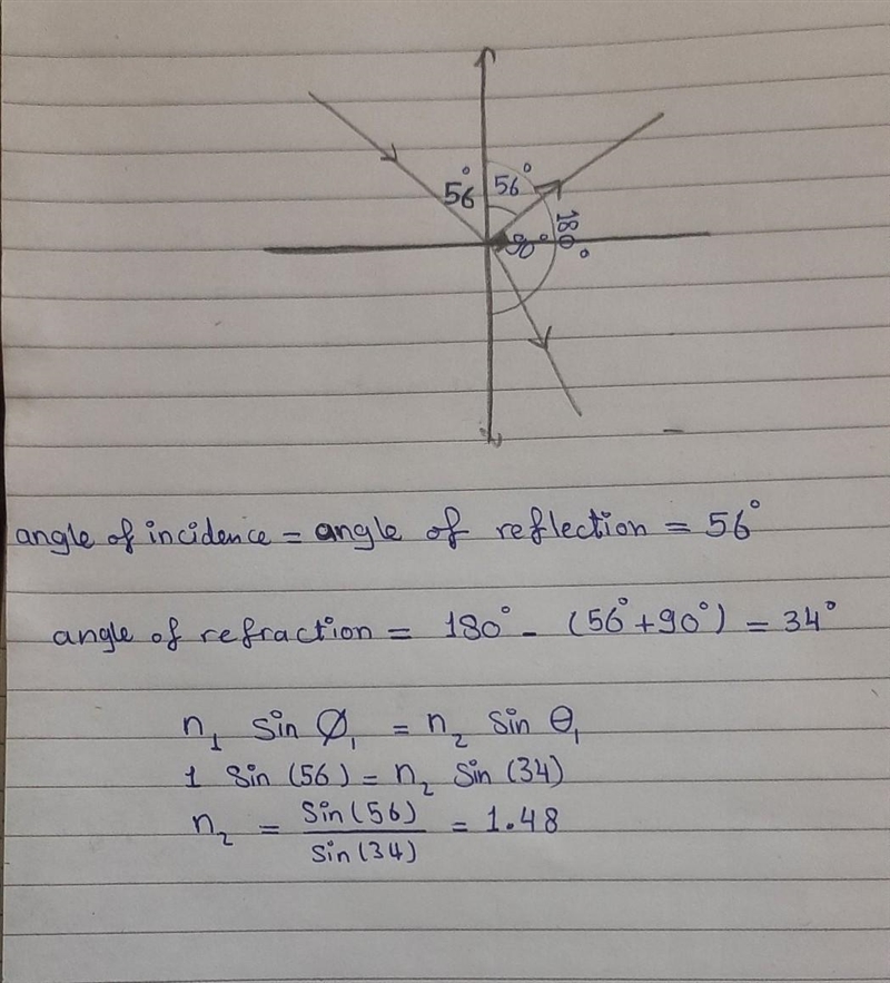 A beam of light, traveling in air, strikes a plate of transparent material at angle-example-1