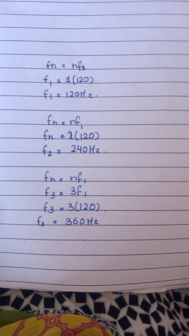 a stationary wave of fundamental frequency has a frequency of 120 hz has been generated-example-1