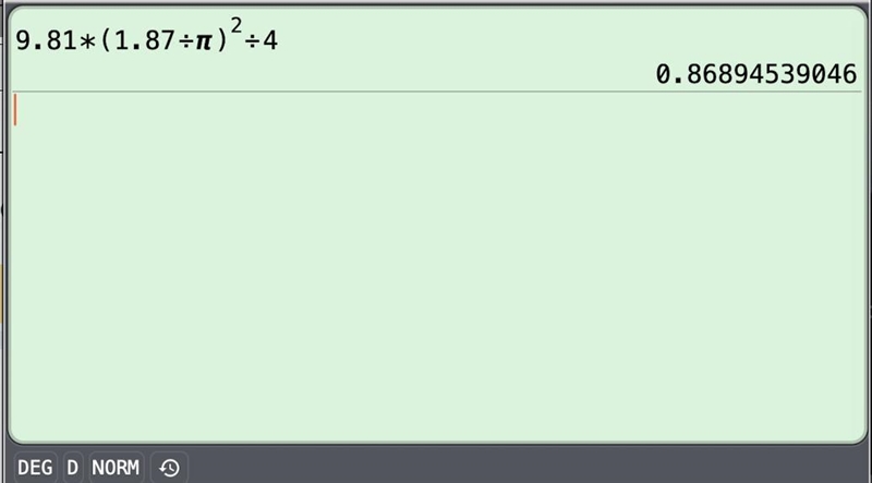 If you know that the period of a pendulum is 1.87 seconds, what is the length of that-example-1