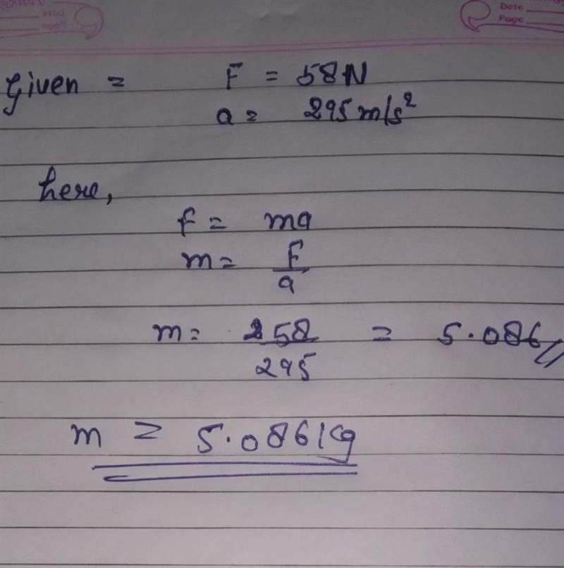 A tennis player can accelerate a tennis ball at 295m/s² using an average force of-example-1