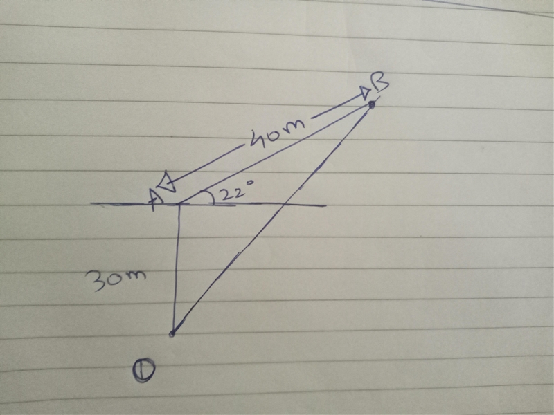 A cow wanders 30 m North, turns 22 degrees right of its original path, and wanders-example-2