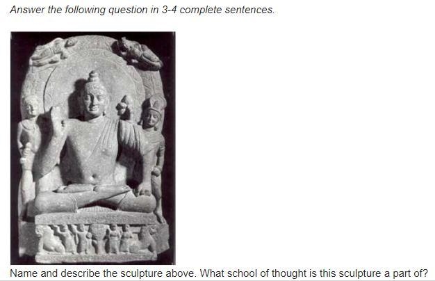 Answer the following question in 3-4 complete sentences. a sculpture of a man sitting-example-2