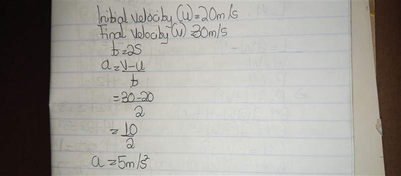 A car accelerates from 20 m\s to 30 m\s in 2 seconds. What is the average acceleration-example-1