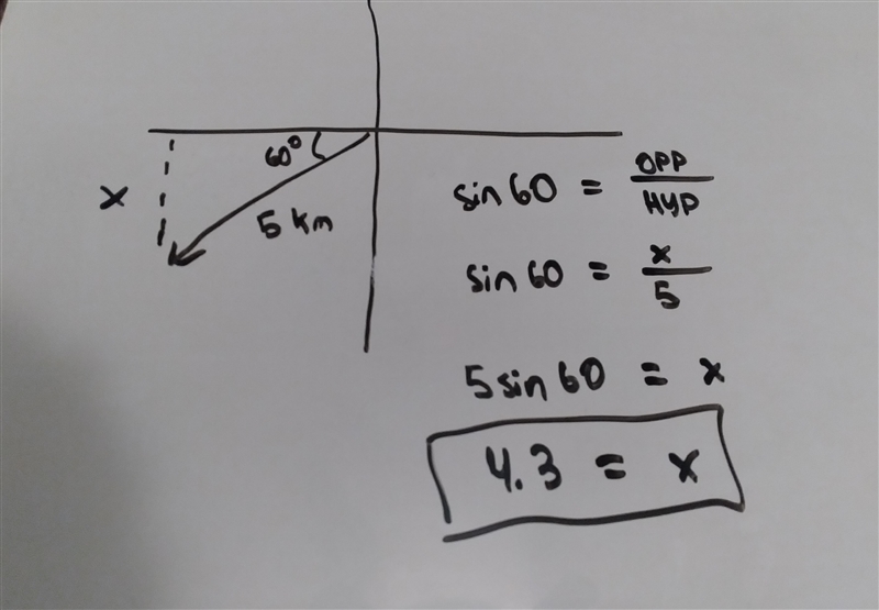 A jogger runs 5.0 km on a straight trail at an angle of 60° south of west. What is-example-1