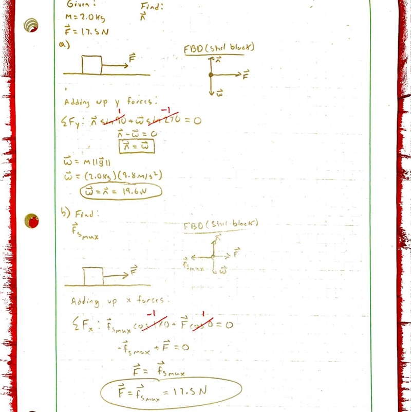 B) Calculate the maximum force of static friction that could exist in this system-example-1