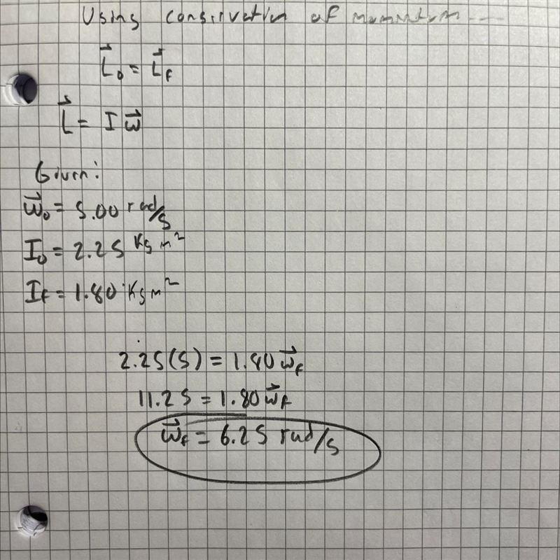 A figure skater rotating at 5.00 rad/s with arms extended has a moment of inertia-example-1