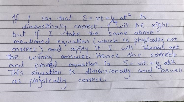 Is dimensionally correct equation must be physically correct . Explain your logic-example-1