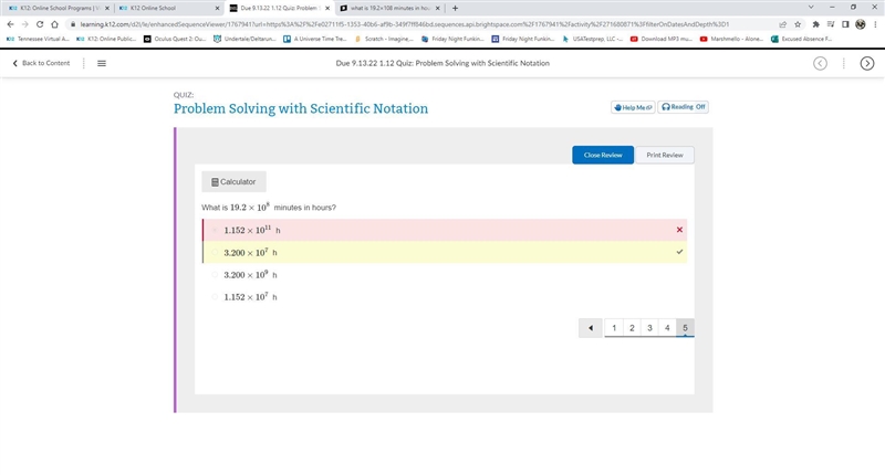 what is 19.2×108 minutes in hours? 3.200×109 ​h​ 3.200 times 10 to the power of 9 end-example-1