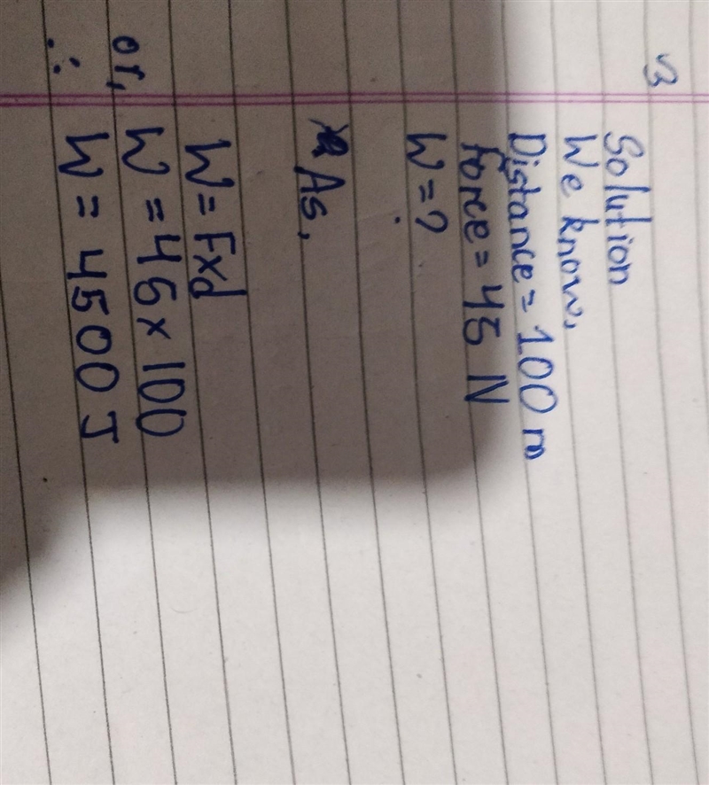 3. The runner ran a distance 100m with a force of 45N. How much work was done? (W-example-1