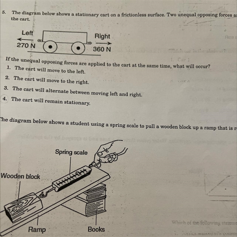 A. The cart will move to the left B. The cart will move to the right C. The cart will-example-1