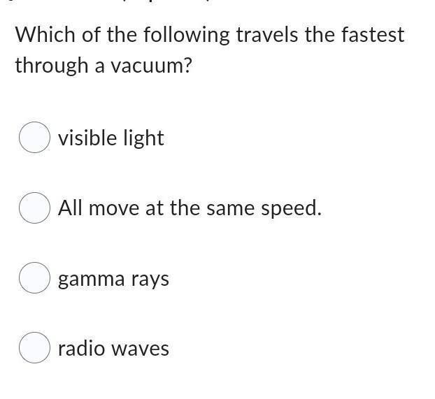 Which of the following travels the fastest​-example-1