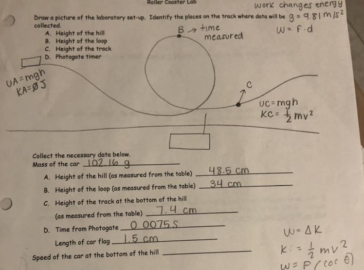 What is the speed at the bottom of the hill of the car?-example-1