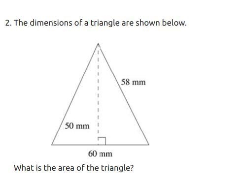 The dimensions of a triangle are shown below. What is the area of the triangle?-example-1